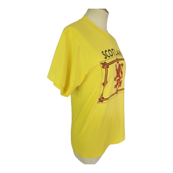 VTG 90s Scotland Lion Rampant Tee Single Stitch Screen Stars M Yellow - Picture 5 of 7